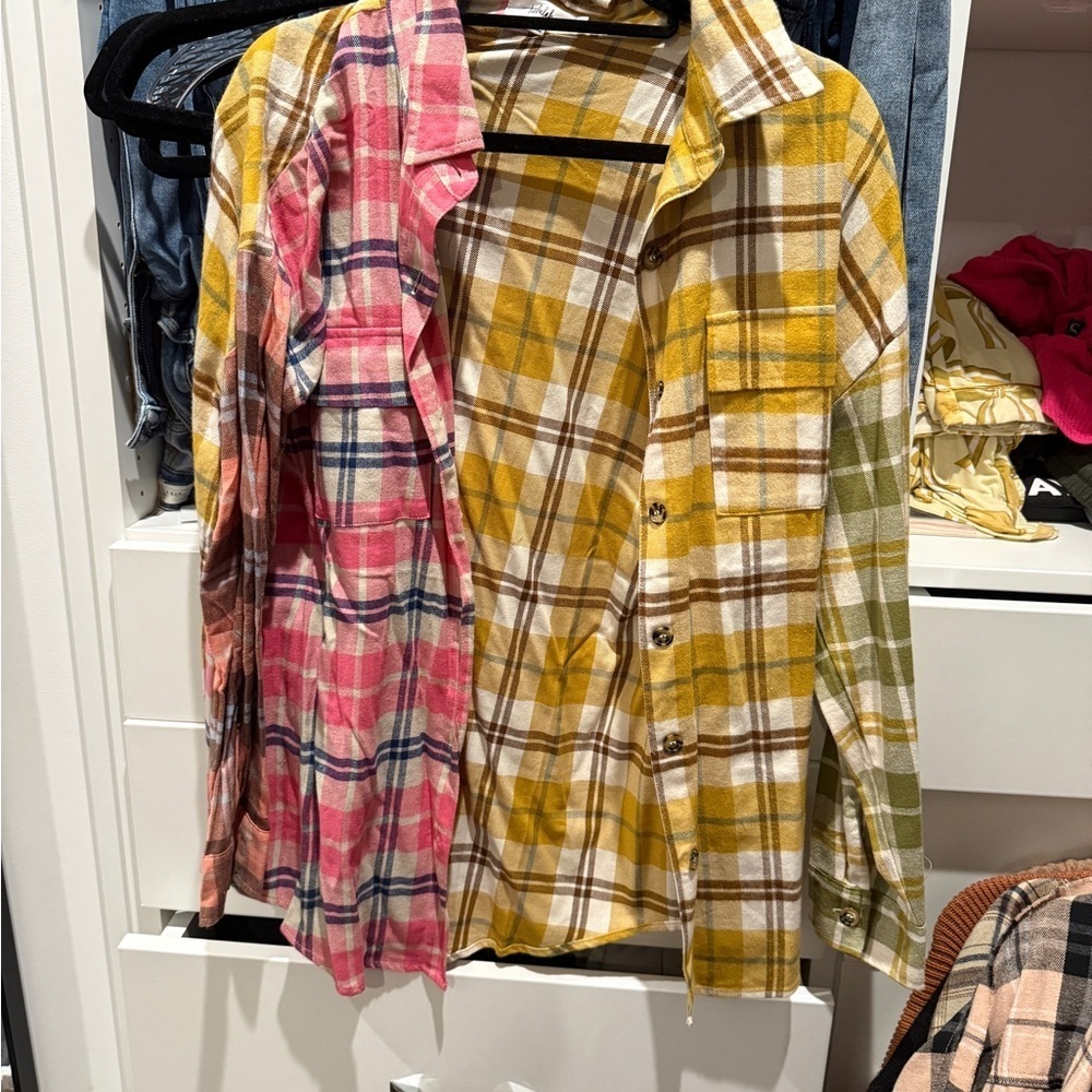 TALULAH Pink and Yellow Button Down Shirt